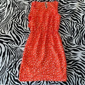 Julian Taylor 🍊 bright orange and white polka dots ruffled womens dress size 6